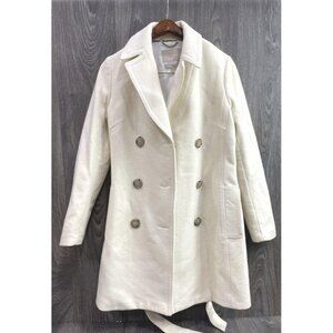 Banana Republic Womens Ivory Double-Breasted Wool Blend Coat S‎